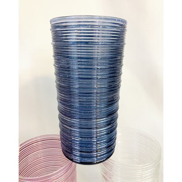 Vintage Imperial Glass Spun Reeded 12 Oz. Straight Side Tumblers - Set of 9 - Picture 4 of 6